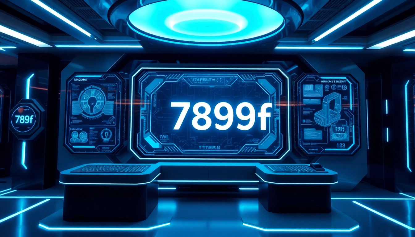 789f branding on advanced digital interface with sleek lines and modern visuals, showcasing innovation and tech focus for user engagement.