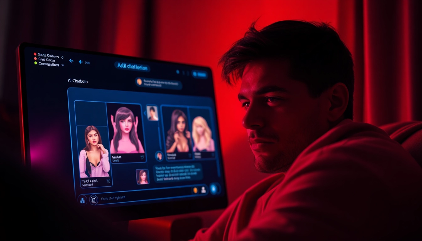 An intimate digital chat scene with AI chatbots.
