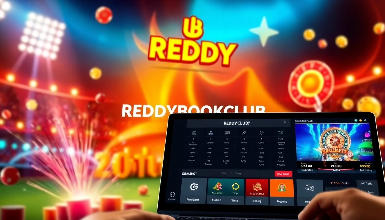 Secure and trusted REDDYBOOKCLUB platform with cricket betting and casino gaming visuals, emphasizing user engagement and reliability.