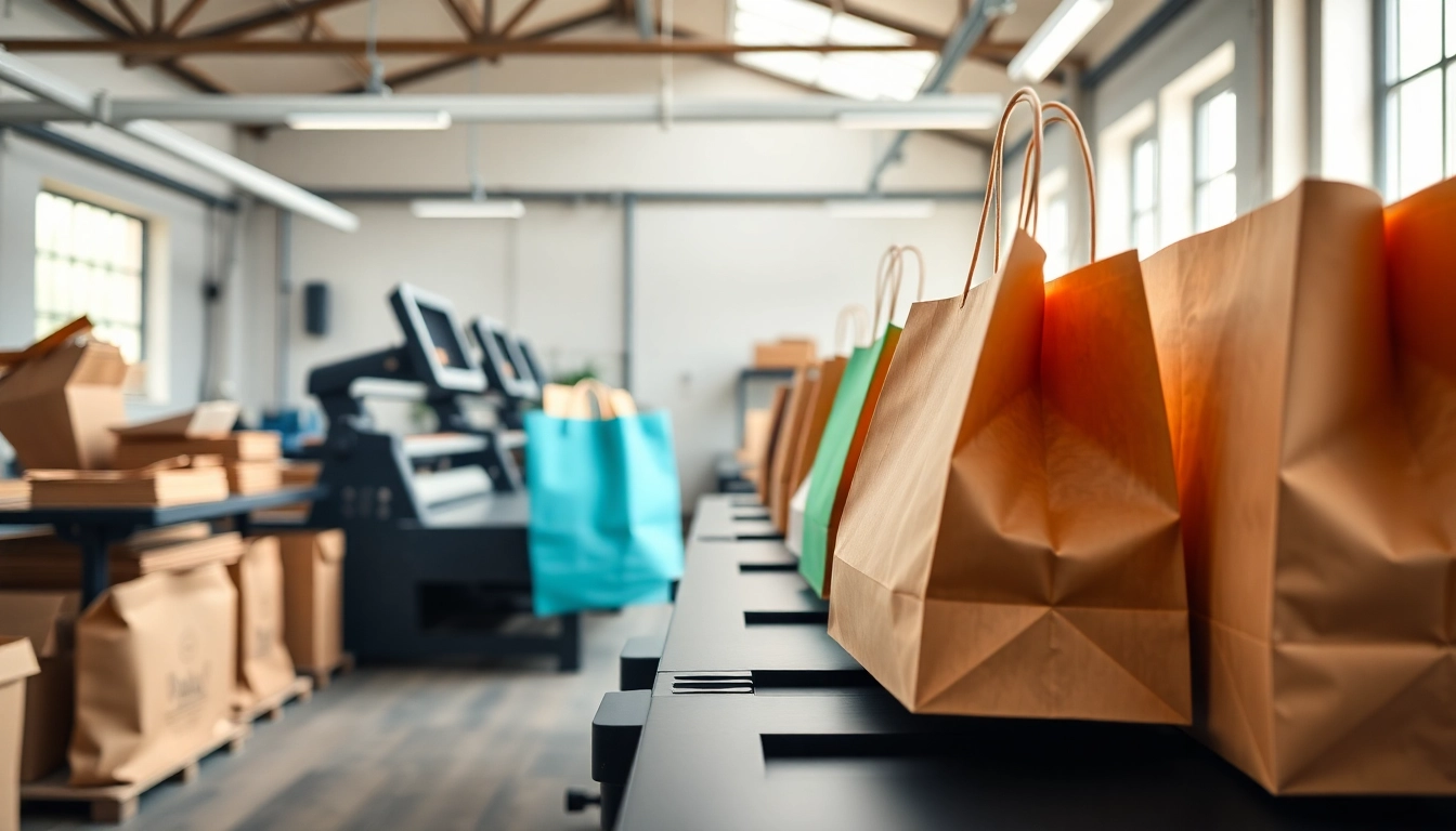 Eco-friendly paper bag tailored for retail packaging, with hands assembling and printing