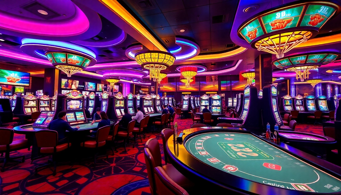 Engaging scene showcasing canl casino siteleri with live dealers, vibrant lights, and players